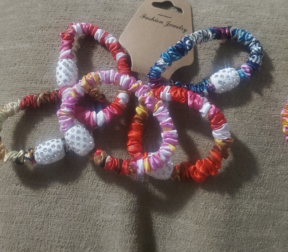 Multi colored hair ties,  5 packs,  strong elastic